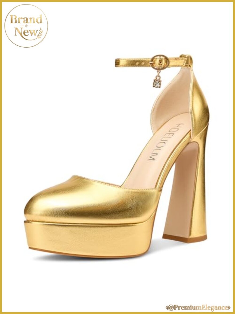 Women's Chunky Block High Platform Heel Round Toe Ankle Strap Pumps Party Heels